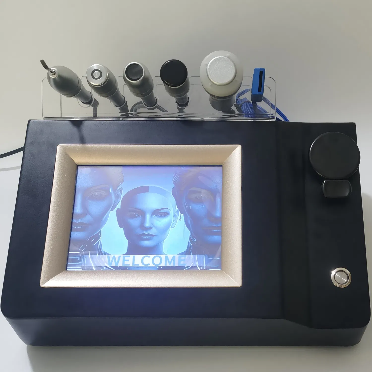 Latest 5 in 1 Microcurrent Vmax Hifu Monopolar RF Anti-Wrinkle Anti-Aging Machine with Skin Scrubber Cold Hammer